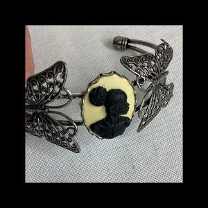 Silver Butterfly Cameo Bracelet